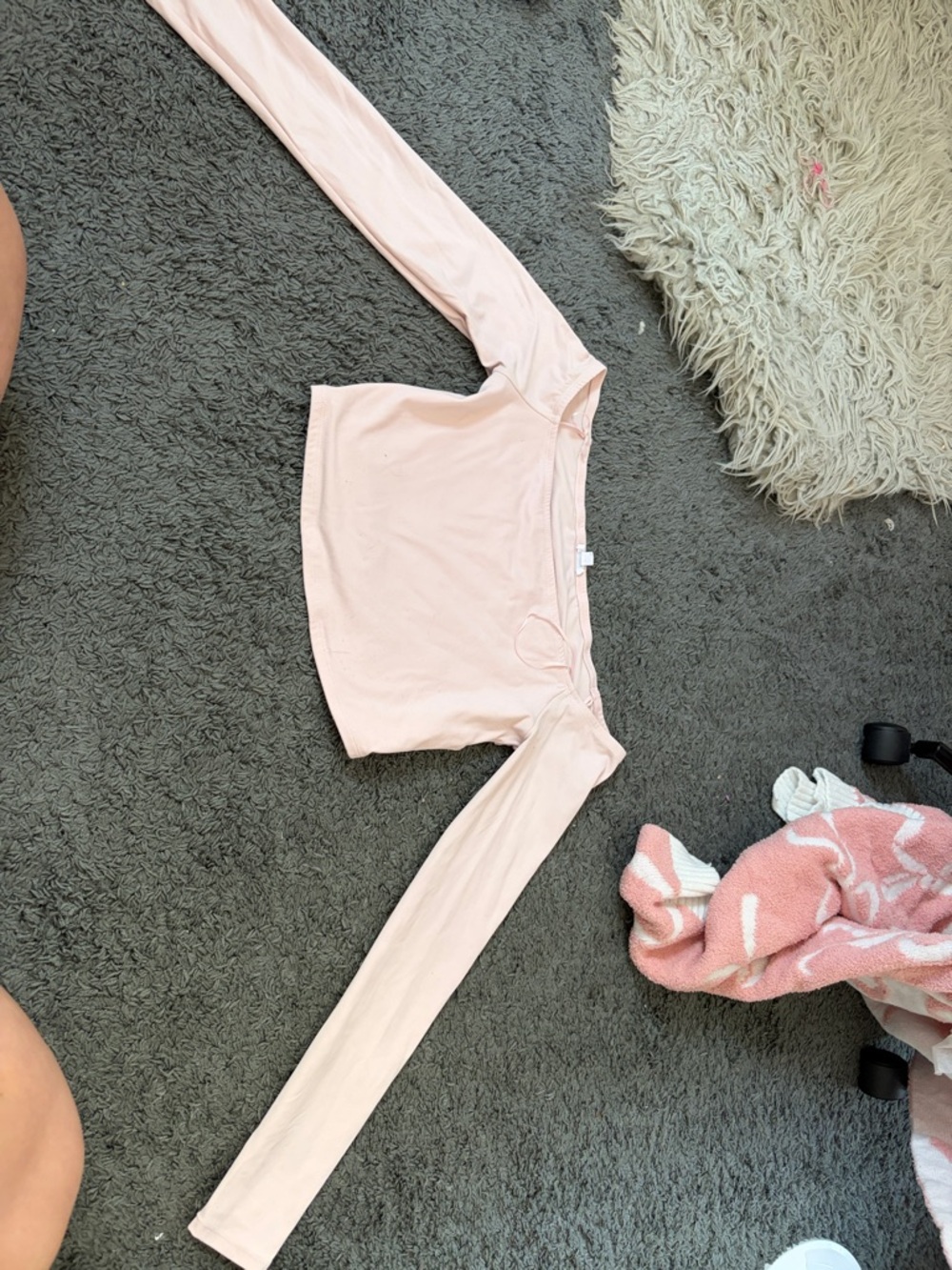 Garage Pale Pink Cropped Long Sleeve Top